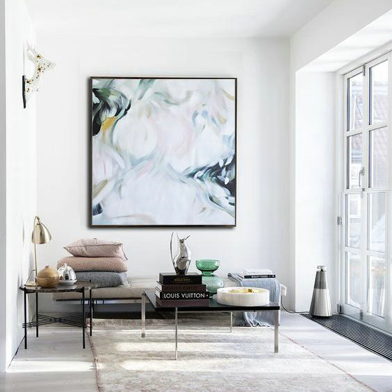 Extra Large Abstract Painting On Canvas,Oversized Abstract Painting On Canvas,Abstract Art Decor Large Canvas Painting,White,Green,Pink,Black.etc